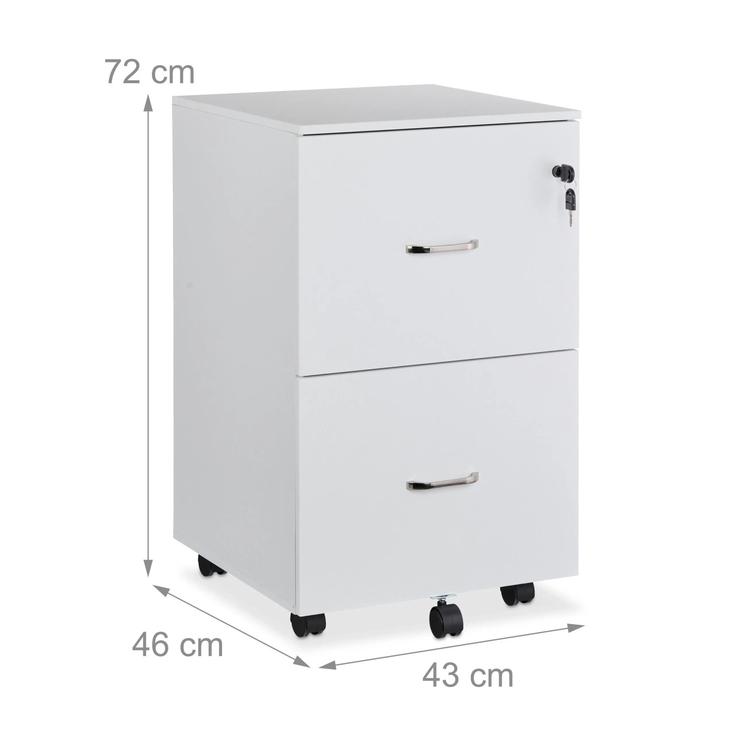 Relaxdays Rollcontainer Holzwerkstoff Weiß mit Hängeregister Abschließbar 72 cm x 43 cm x 46 cm 16 kg_4