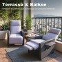 HOMAVO Gartensessel Rattansessel mit verstellbarer Lehne und Beistelltisch auf Balkon.
