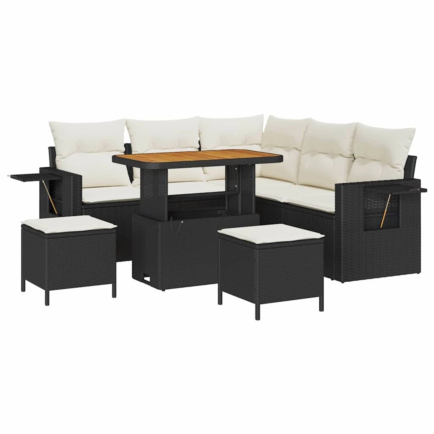 vidaXL Garten-Sofa-Set 8-Tlg Schwarz Poly Rattan 3361745 günstig online kaufen