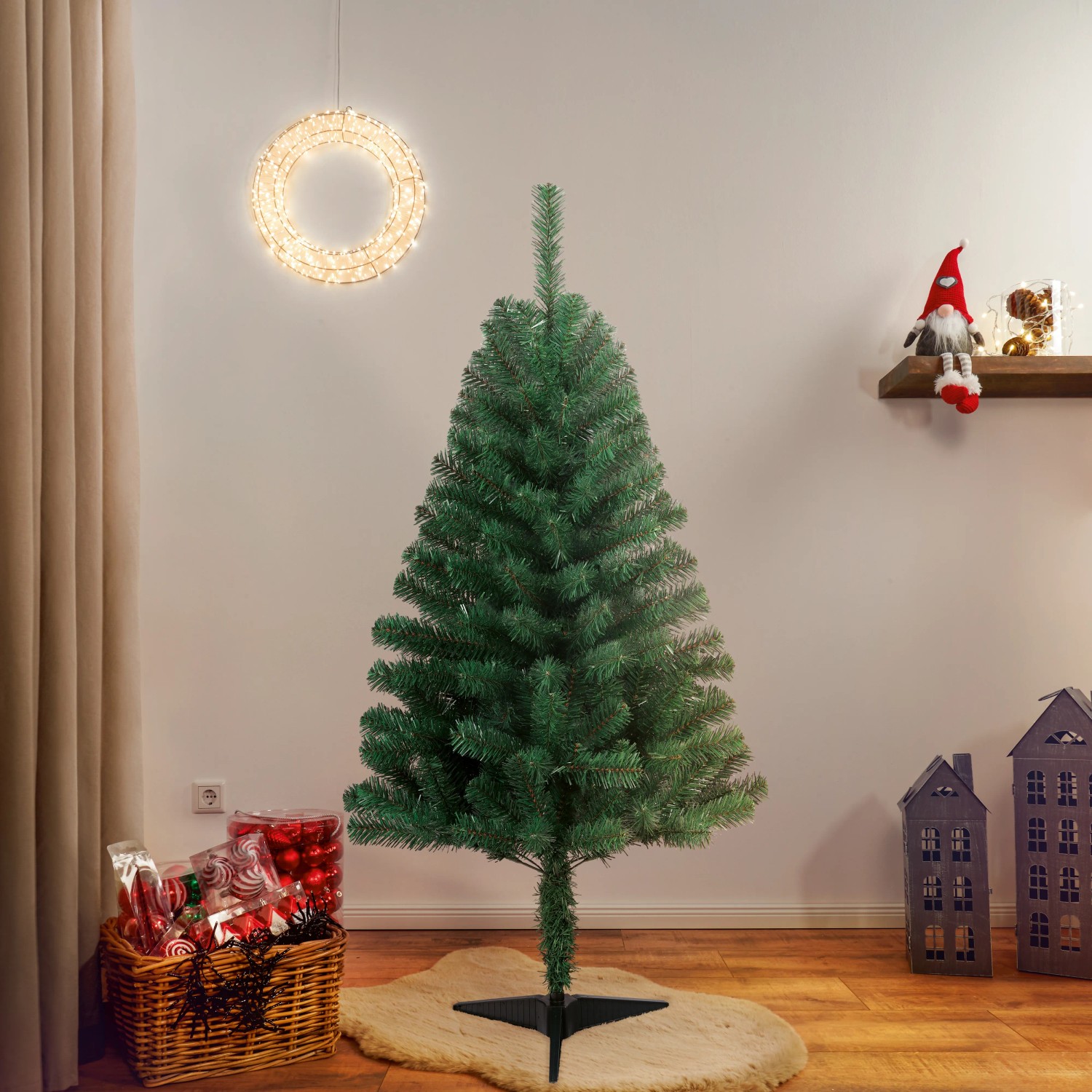 Knstlicher Weihnachtsbaum 120 Cm - Pflegeleichter Tannenbaum Knstlich,  Faltbar & Flammbestndig