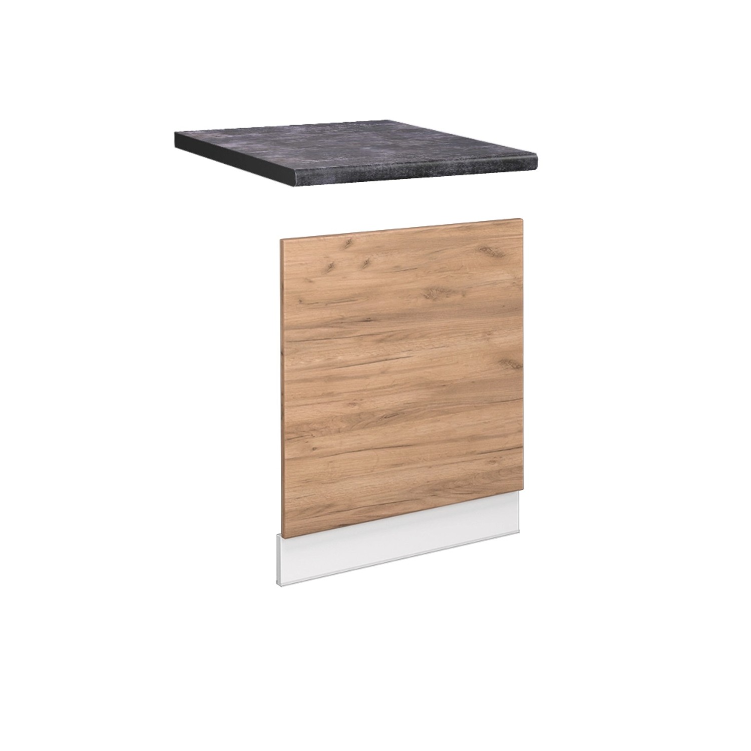 Vicco Frontblende Fame-Line Geschirrspüler Fronttür Goldkraft Eiche/Weiß 60 cm AP Anthrazit