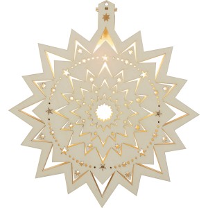 Saico LED-Fensterlicht Eisstern, warmweiß, 30x32,5 cm, Weihnachtsdekoration aus dem Erzgebirge.