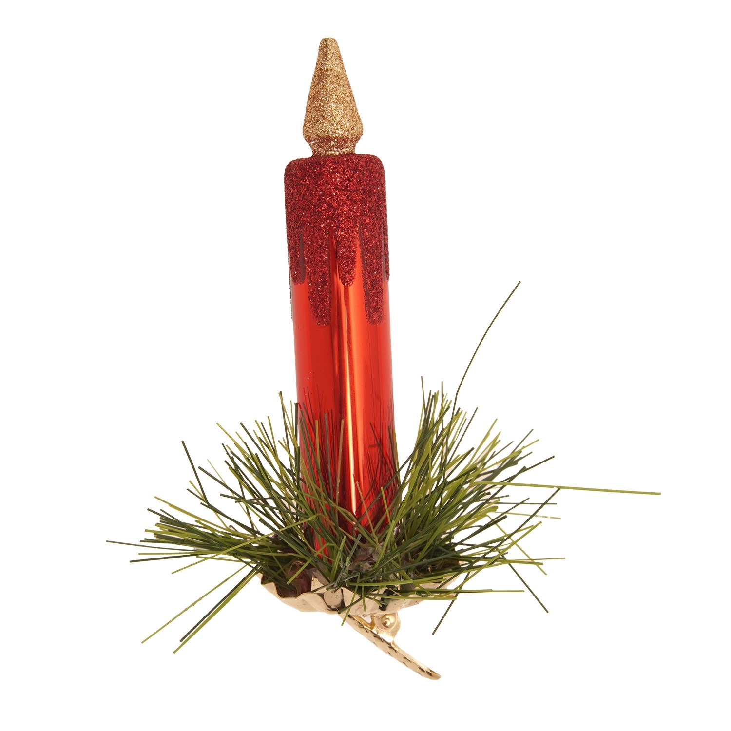 Krebs Glas Lauscha Baumschmuck Kerze auf Klipp Rot 11cm günstig online kaufen