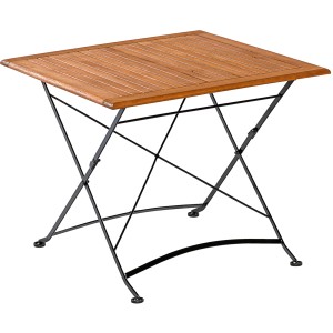 Quadratischer Merxx Klapptisch Schlossgarten aus Naturholz mit Stahlgestell, 90x90 cm.