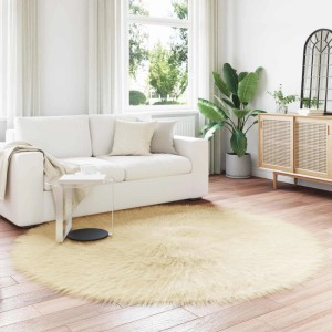vidaXL Kunstschaffell Teppich Tafalla Creme Ø 160 cm Polyester 42021516