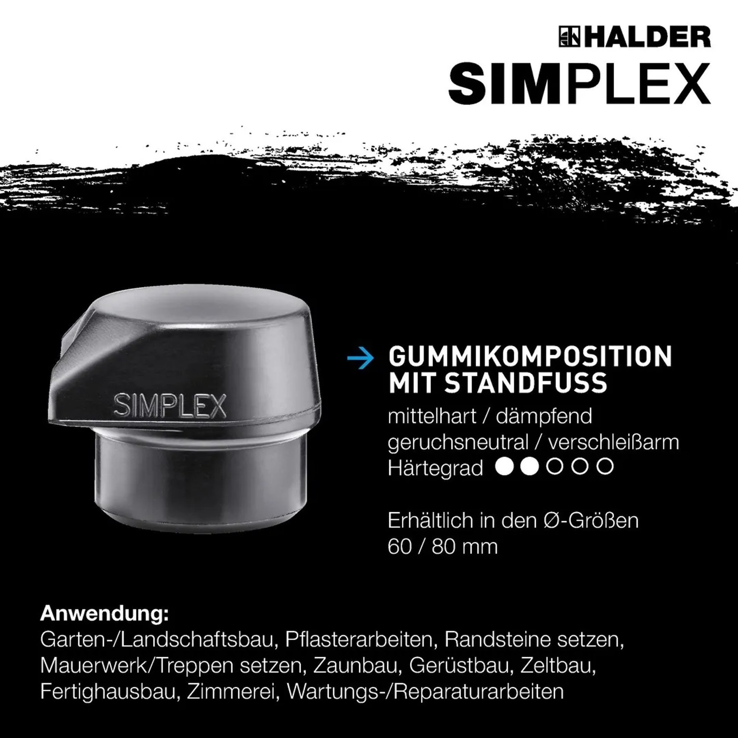 Halder Simplex Ersatzeinsatz Gummikomposition mit Standfuß Schwarz 60mm_5