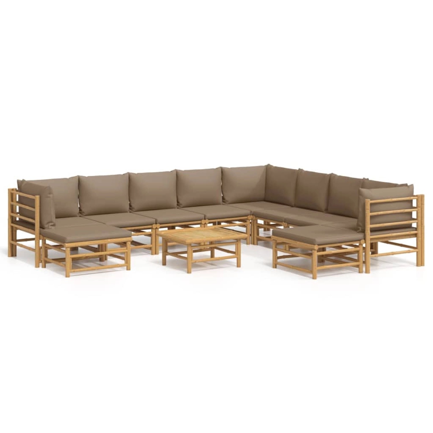 Vidaxl 11-tlg. Garten-lounge-set Mit Kissen Taupe Bambus günstig online kaufen