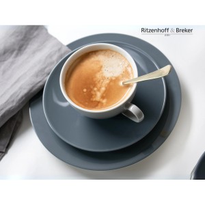 Ritzenhoff & Breker Doppio Kaffeeservice, 12-teilig, anthrazit: Tasse, Untertasse und Teller.