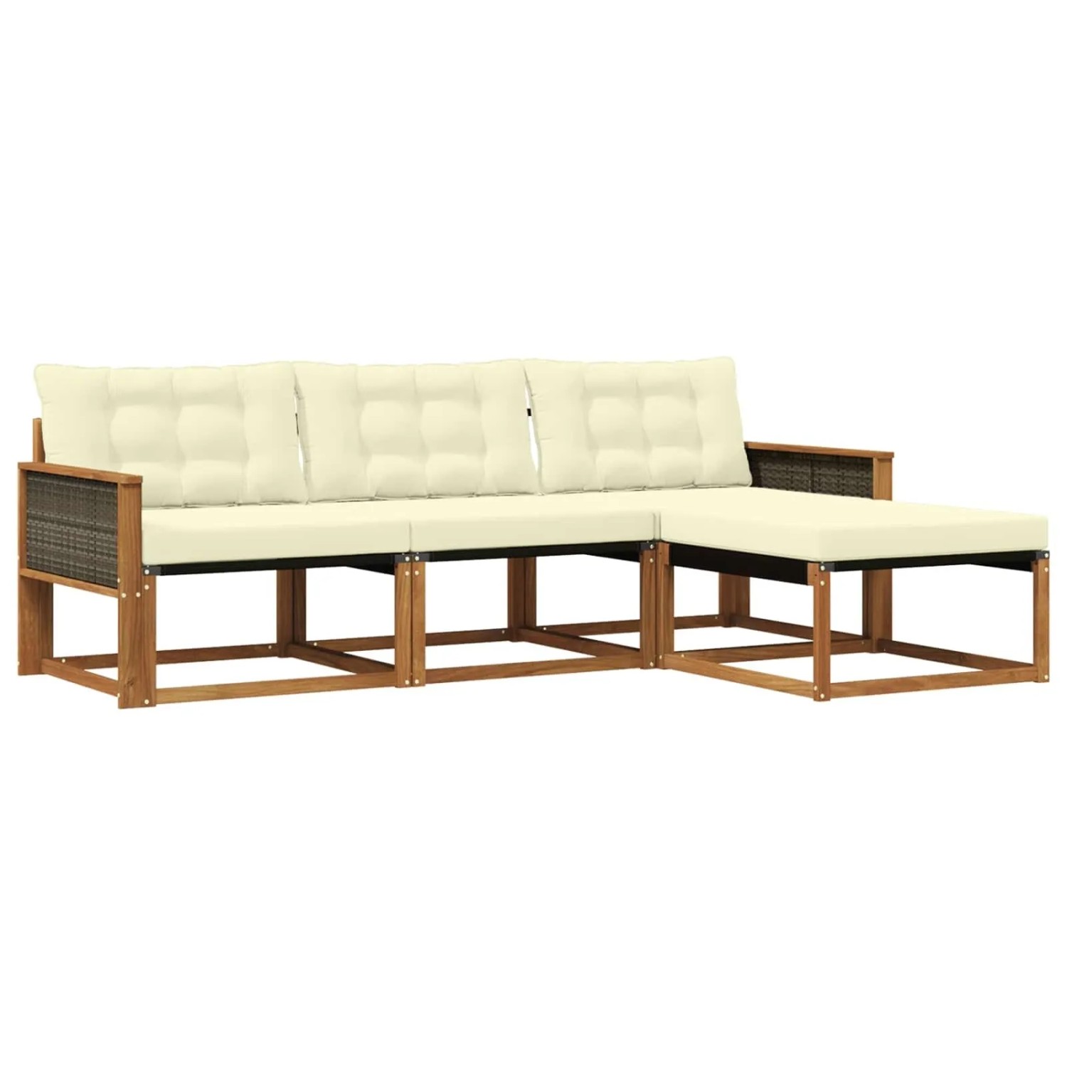 vidaXL Outdoor-Sofagarnitur mit Kissen 4 Stk Natur und Creme 3381338
