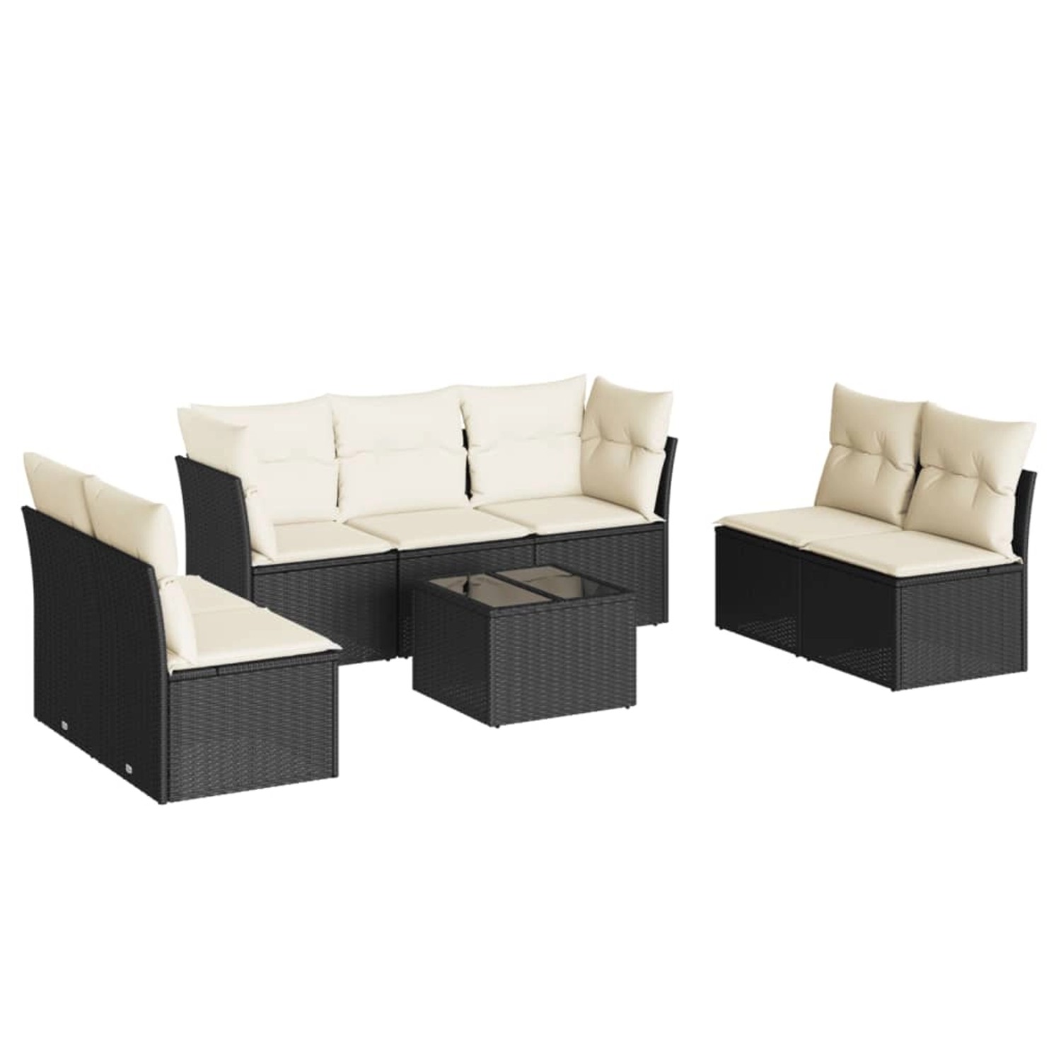 vidaXL 8-tlg Garten-Sofagarnitur mit Kissen Schwarz Poly Rattan Modell 65