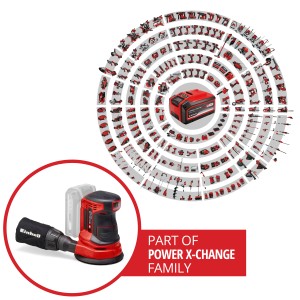 Einhell Akku-Exzenterschleifer TE-RS 18 Li Solo mit Staubfangsack, ohne Akku. Teil der Power X-Change Familie.