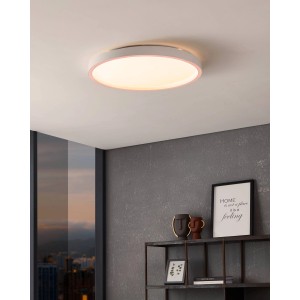 Weiße Eglo LED-Deckenleuchte Montemorelos-Z mit Kristalleffekt, Ø 57 cm, RGB/CCT.