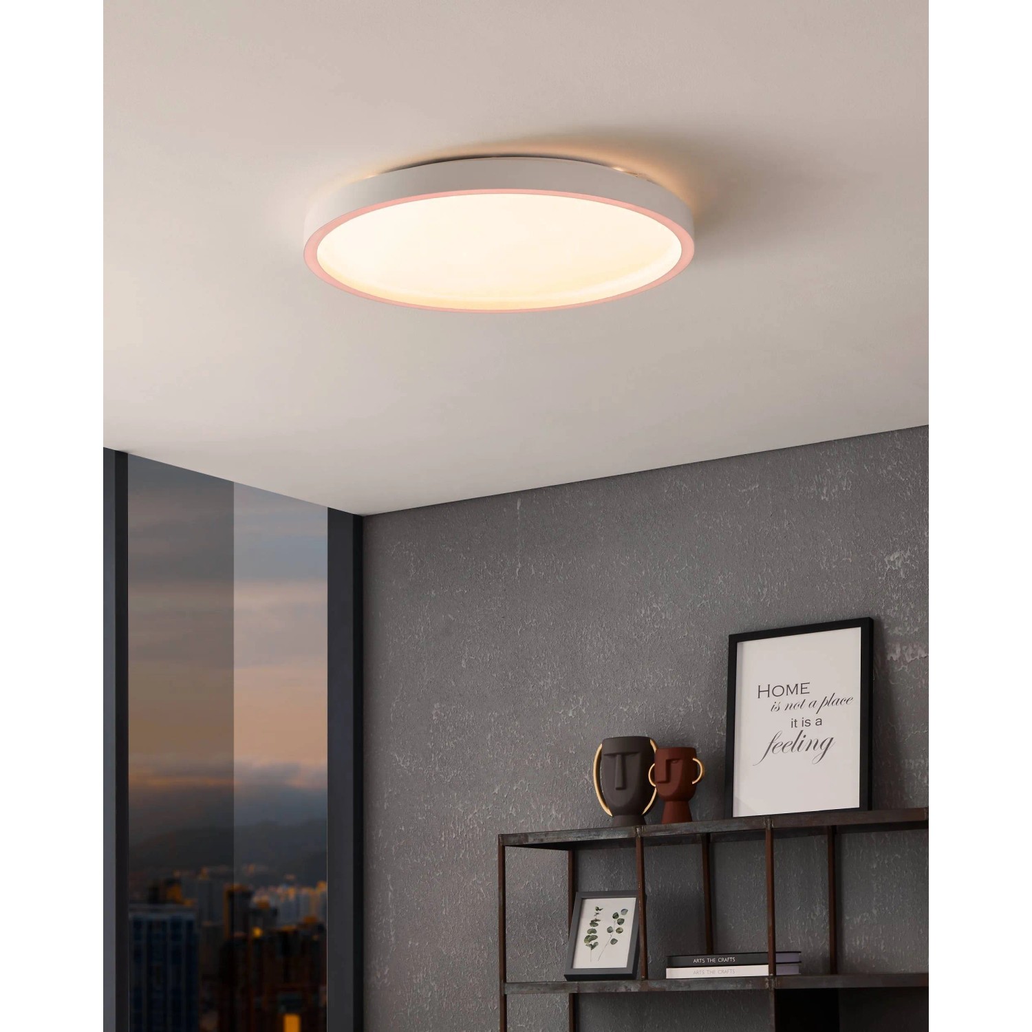 Weiße Eglo LED-Deckenleuchte Montemorelos-Z mit Kristalleffekt, Ø 57 cm, RGB/CCT.