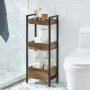 SoBuy Badregal FRG226-F mit 3 Ablagen aus Holz und Metall in Vintagebraun.