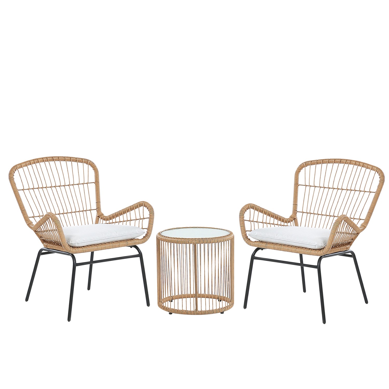 Beliani Bistro Set LABICO Naturfarben Beige Schwarz Beige 63x69x85