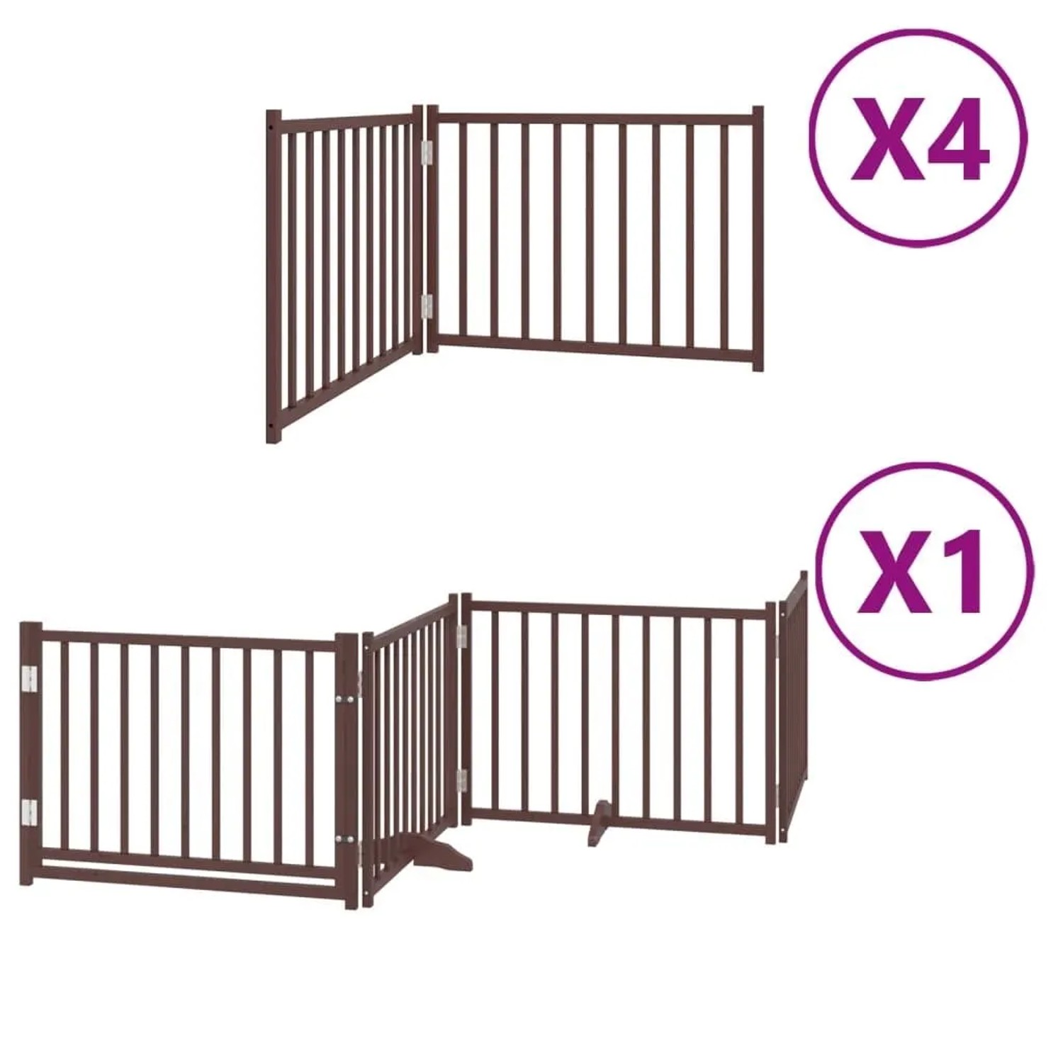 vidaXL 12 Tlg Hundetor mit Tür Faltbar Braun 960 cm Pappelholz 3155748
