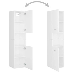 Weißer vidaXL Badezimmerschrank (30x30x130 cm) aus Holzwerkstoff mit offenen und geschlossenen Fächern.
