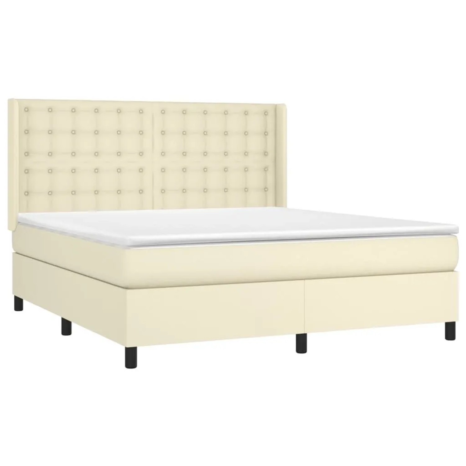vidaXL Boxspringbett mit Matratze & LED Creme 180x200 cm Kunstleder 3139399