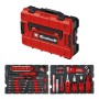 Einhell Werkzeugkoffer Umzug E-Case, 79-teilig, mit Werkzeugsortiment wie Hammer, Zangen, Schraubendreher und Messwerkzeuge.