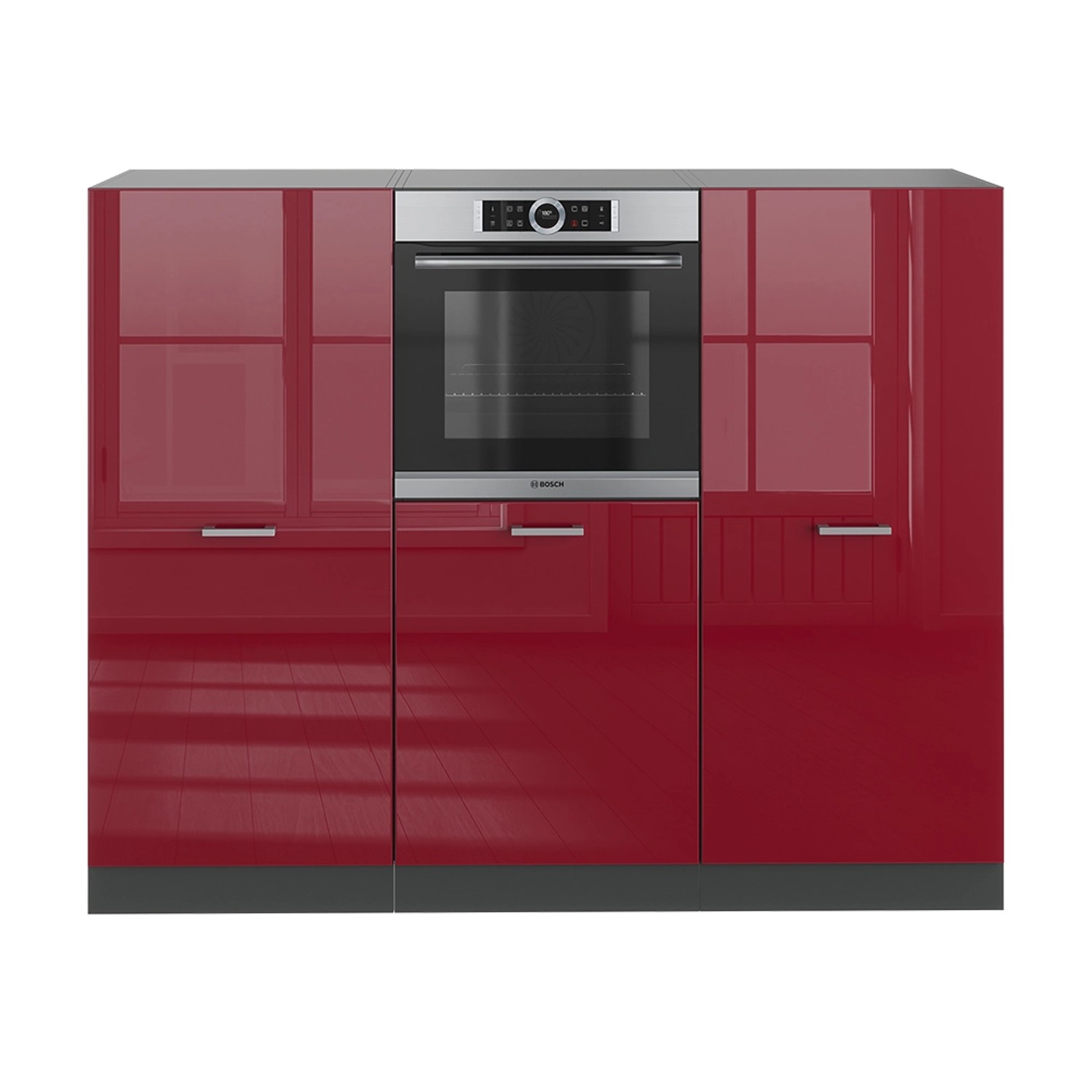 Vicco R-Line Küchenblock Bordeaux Hochglanz/Anthrazit 180 cm ohne Arbeitspl günstig online kaufen
