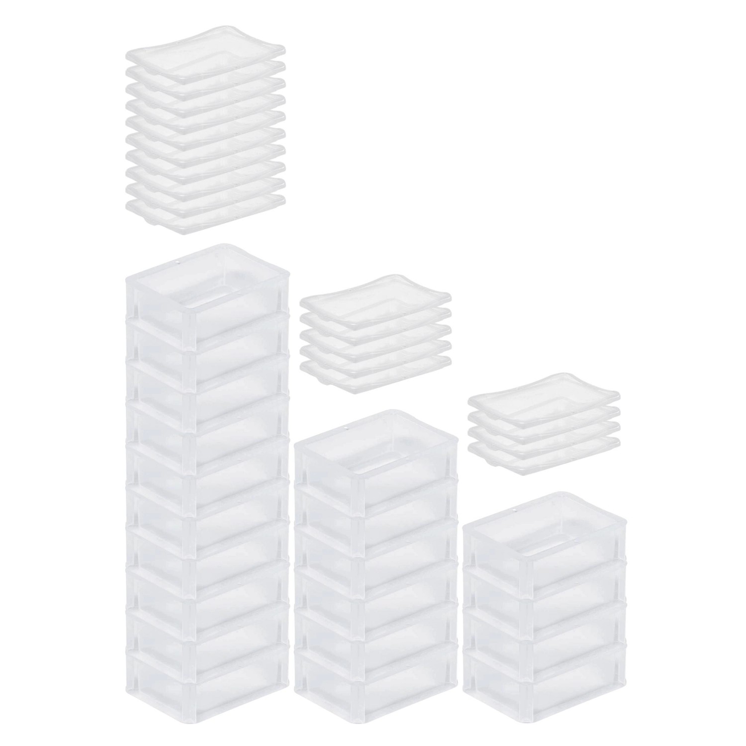 SuperSparSet 20 x Transparenter Eurobehälter BasicLine Mit Geschlossenem Griff und Klickdeckel HxBxT 7 x 15 x 20 cm 1,3 ...