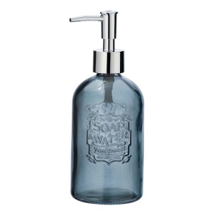 Wenko Seifenspender Vetro Grau aus Echtglas, runder Seifenspender für Bad und Küche.