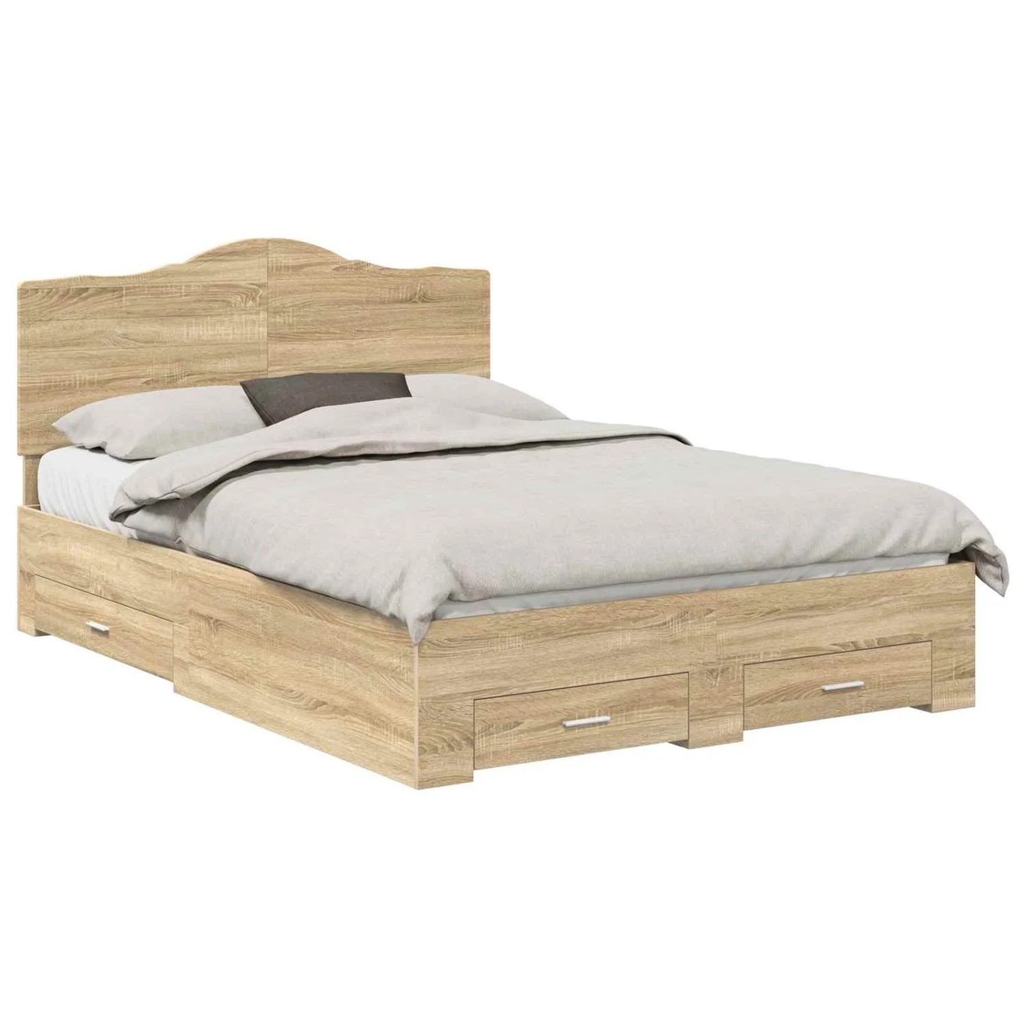 vidaXL Bettrahmen mit Kopfteil Sonoma-Eiche 140 x 190 cm Holzwerkstoff 3413605