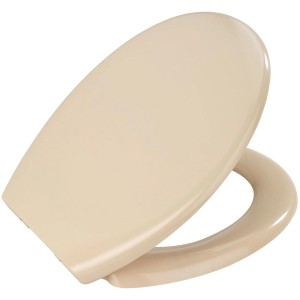 Beiger Wenko Premium WC-Sitz Ottana mit Absenkautomatik und Edelstahlscharnieren.
