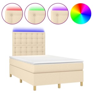 vidaXL Boxspringbett mit Matratze & LED Creme 120x200 cm Stoff 3135746