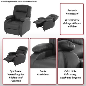 MCW Relaxsessel Glasgow in Coffee: TV-Sessel mit Kunstleder, Relaxfunktion und dicker Polsterung.