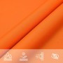 Orangefarbenes Oxford-Sonnensegel, wasserfest und UV-beständig, mit Funktionssymbolen.