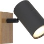 Globo Strahler Robby, 1-flammig, Graphit, Holzoptik, 70x100mm. Wandspot für GU10 Leuchtmittel.