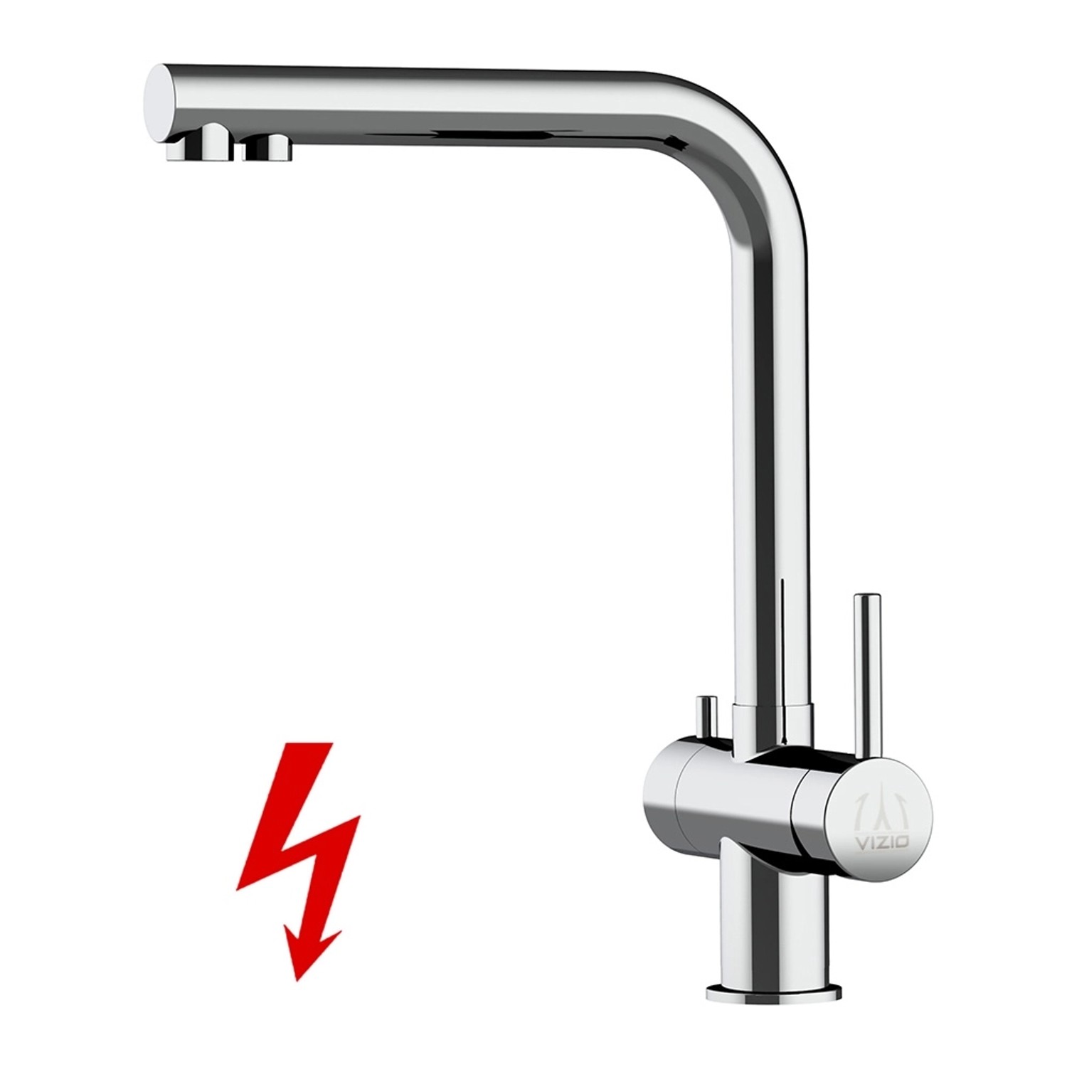 VIZIO Niederdruck 3-Wege Küchenarmatur aus Edelstahl, hochglanzpoliert.