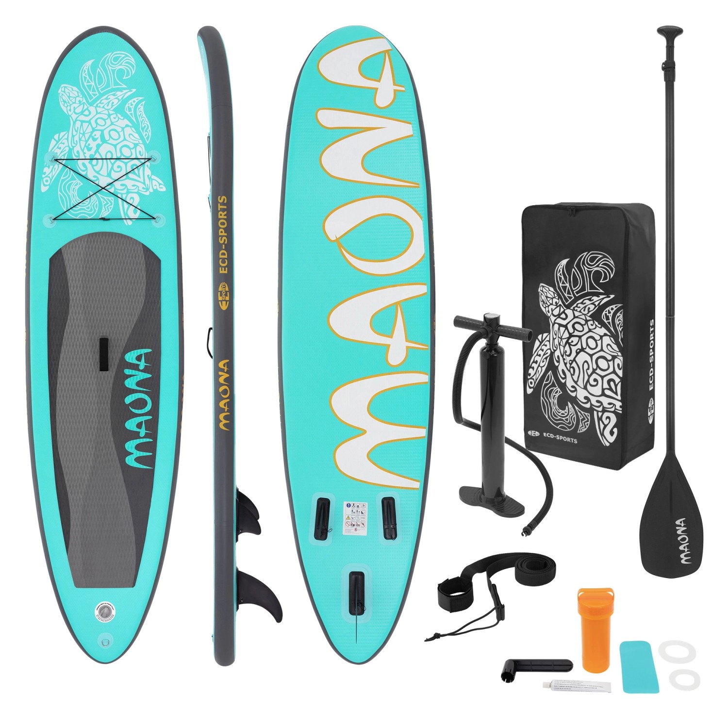 ECD Germany Aufblasbares Stand Up Paddle Board Maona 308 x 78 x 10 cm Türkis PVC