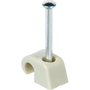 Nagelschelle mit Nagel, beige, für Kabel und Rohre von 4-7 mm, 60 Stück