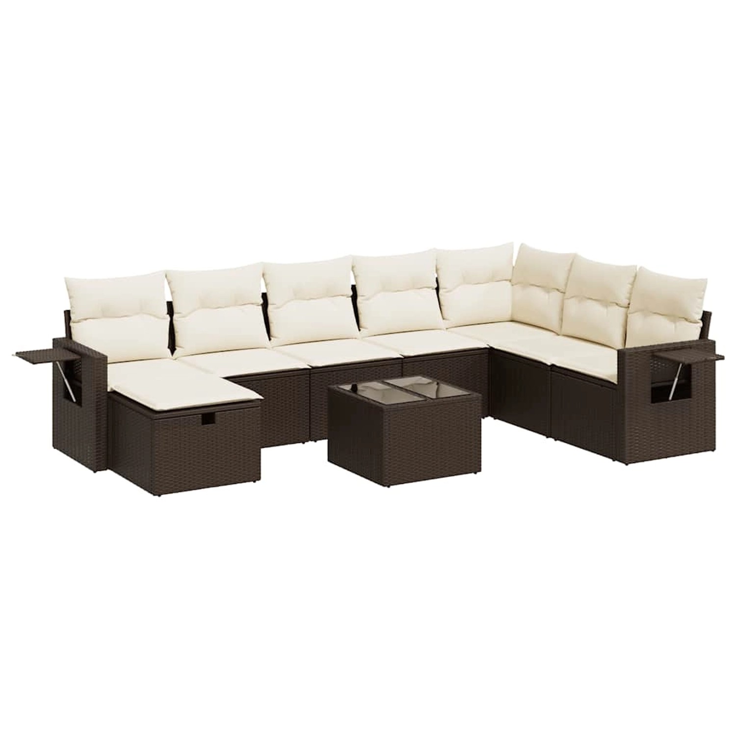vidaXL 9-Tlg Garten-Sofagarnitur mit Kissen Braun Poly Rattan 3325549 günstig online kaufen