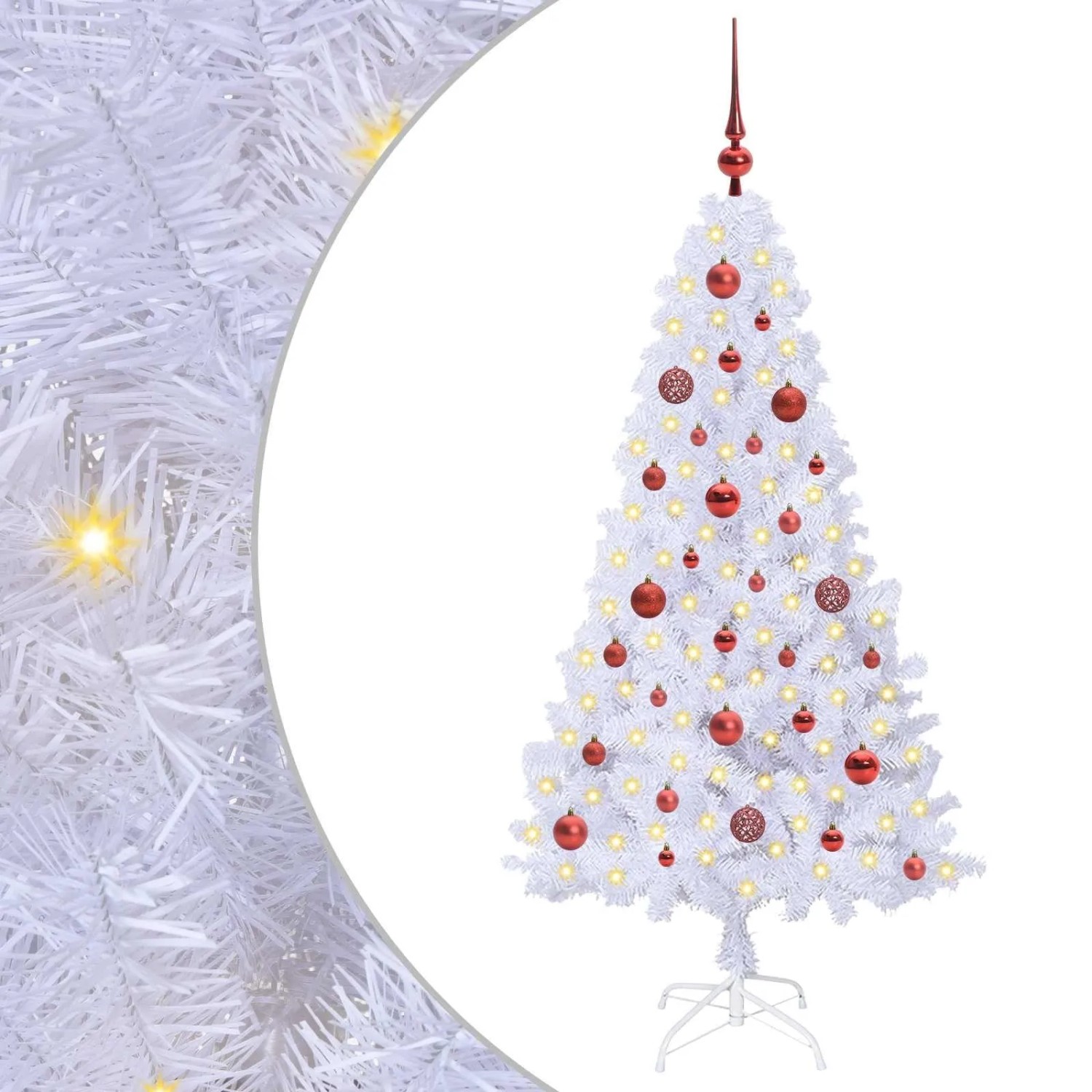 vidaXL Künstlicher Weihnachtsbaum Weiß 150 cm PVC und Stahl 3426758