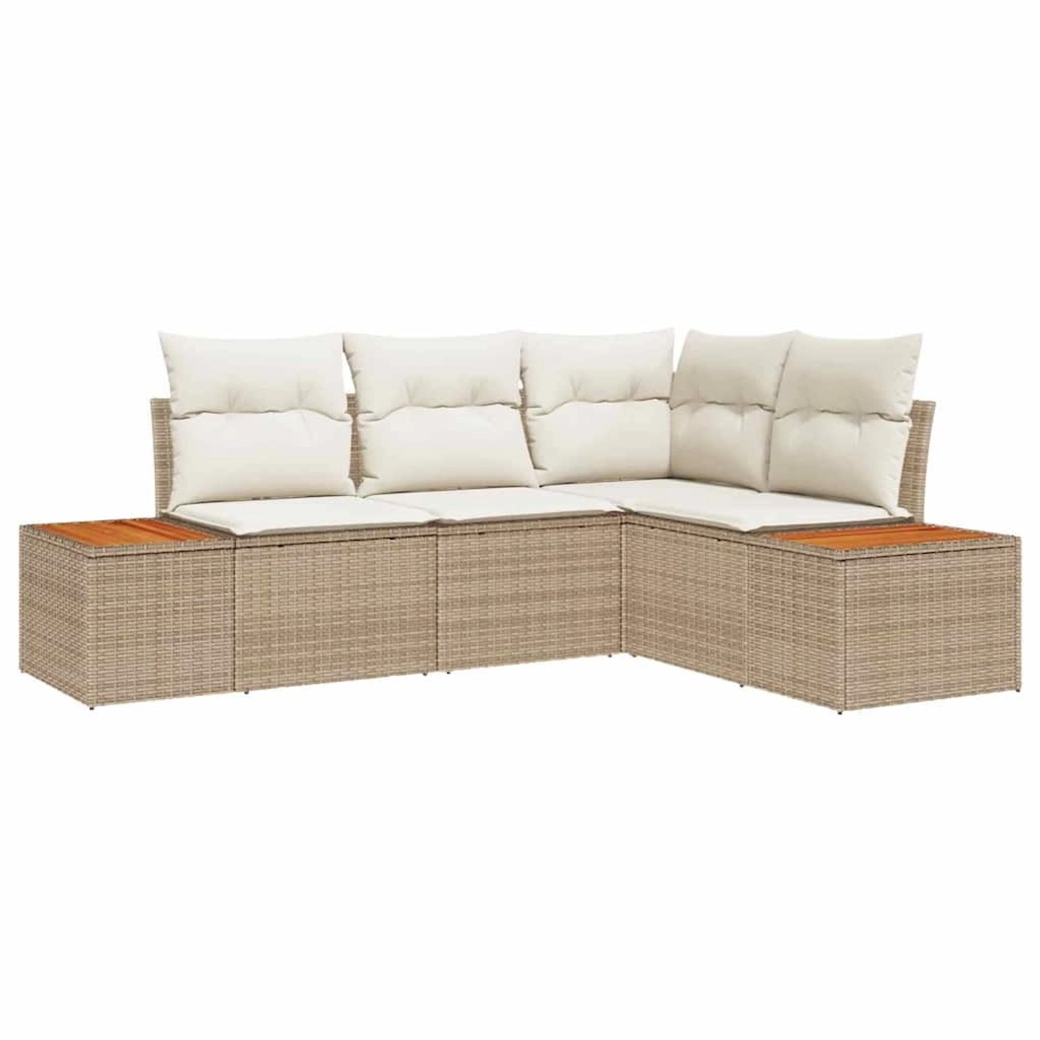 vidaXL Garten-Sofa-Set mit Kissen 4-Tlg Beige Poly Rattan 3348077 günstig online kaufen