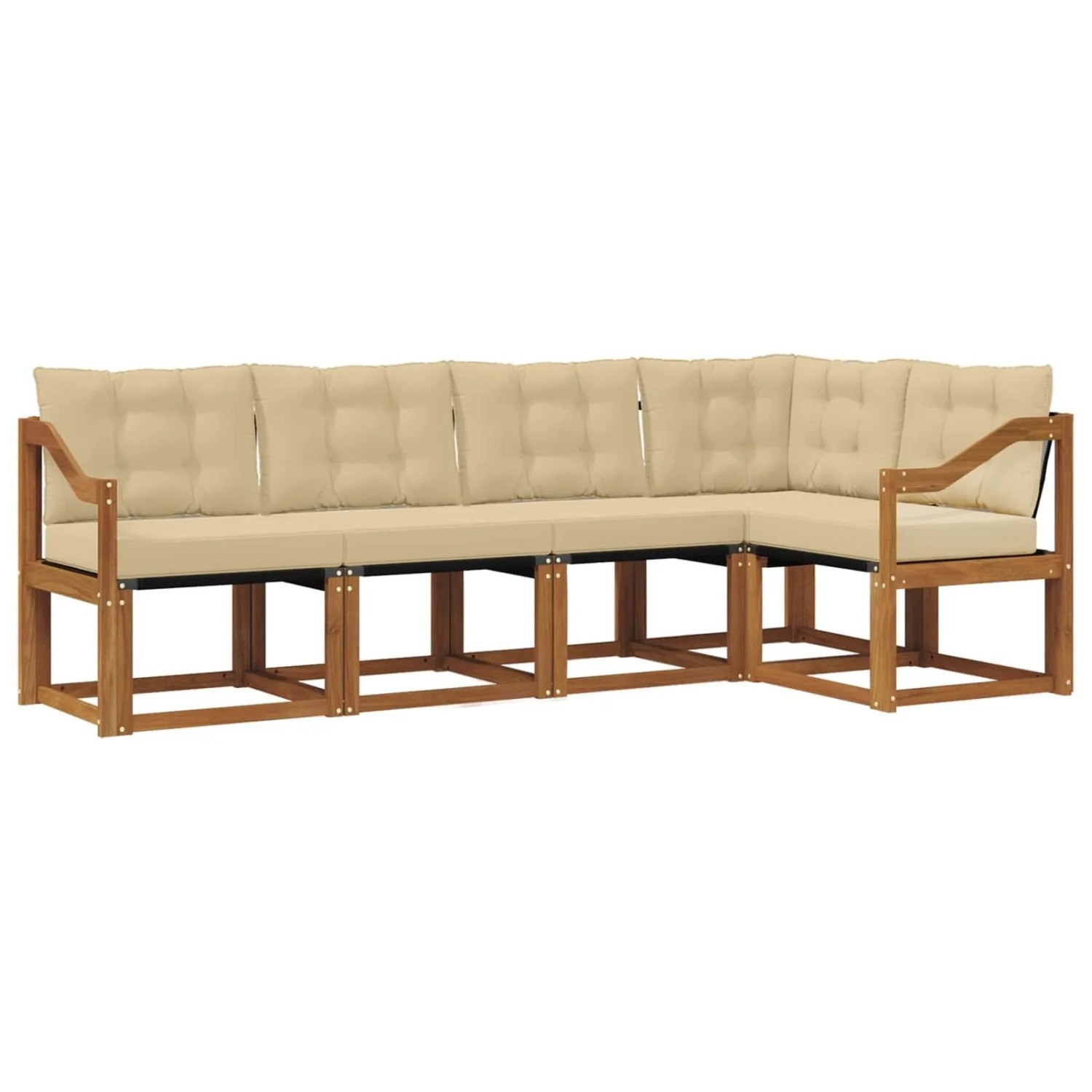 vidaXL Outdoor-Sofagarnitur mit Kissen 5-Tlg Natur und Beige 3368676