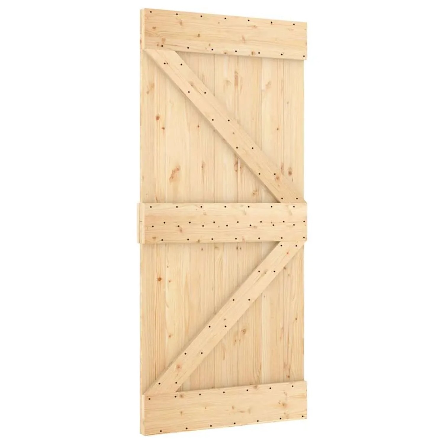 DELUKE Schiebetür Holz KEOR Rustikal Natur 95x210cm Kiefernholz Tür Ohne Beschlag Holzschiebetür Holztür Zimmertür Innentür