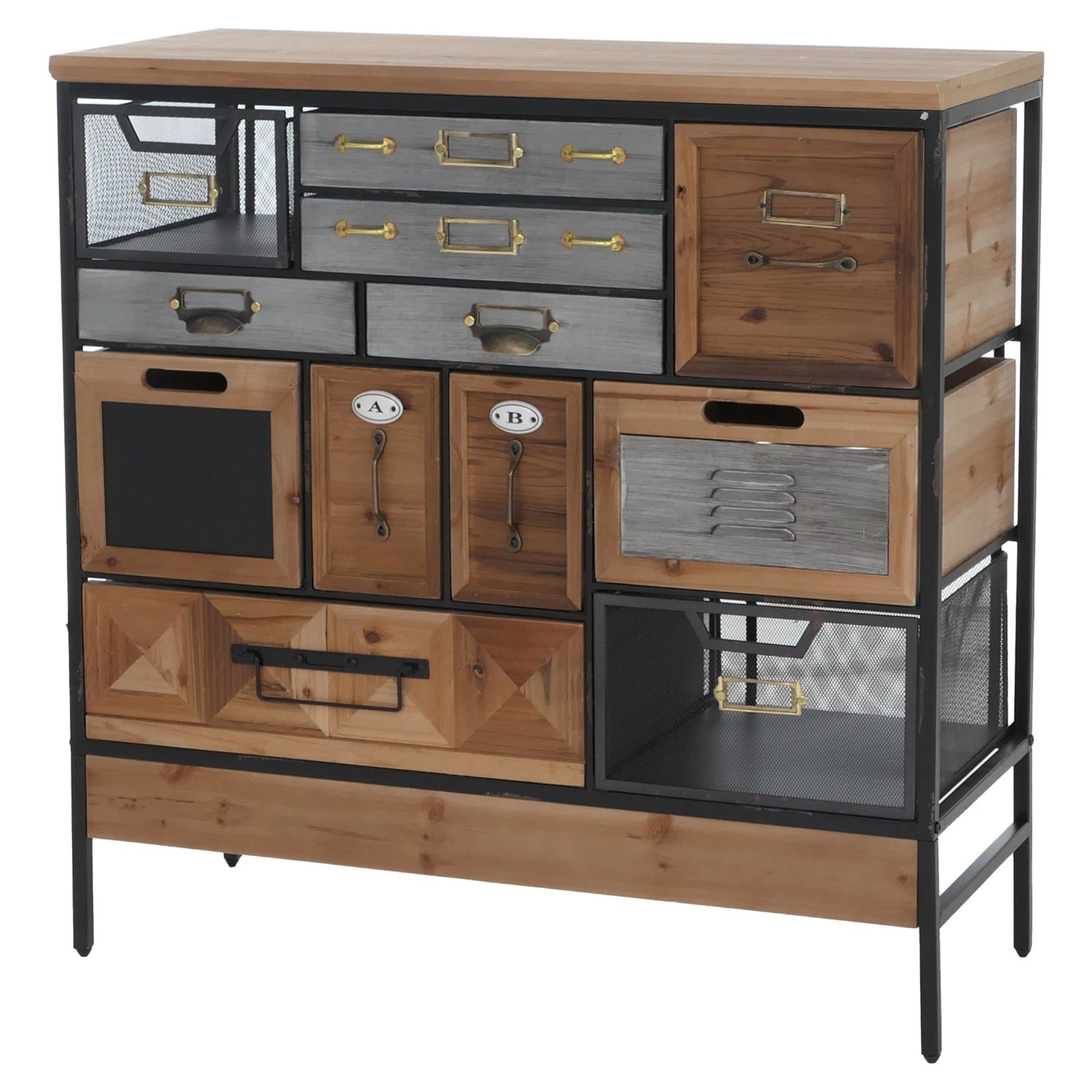 MCW Apothekerkommode Q77 Industrial Vintage/Shabby Holz Metall 85x84x36cm