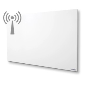 Weiße Vasner Funk-Infrarotheizung Citara M RX 700W mit Funksymbol zur Steuerung.