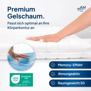 AM Qualitätsmatratzen Gel Topper RG50 Made in Germany 180x200cm