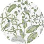 Komar Vliesfototapete Sommerliebe mit Vogel- und Pflanzenmotiven in Grün- und Grautönen.