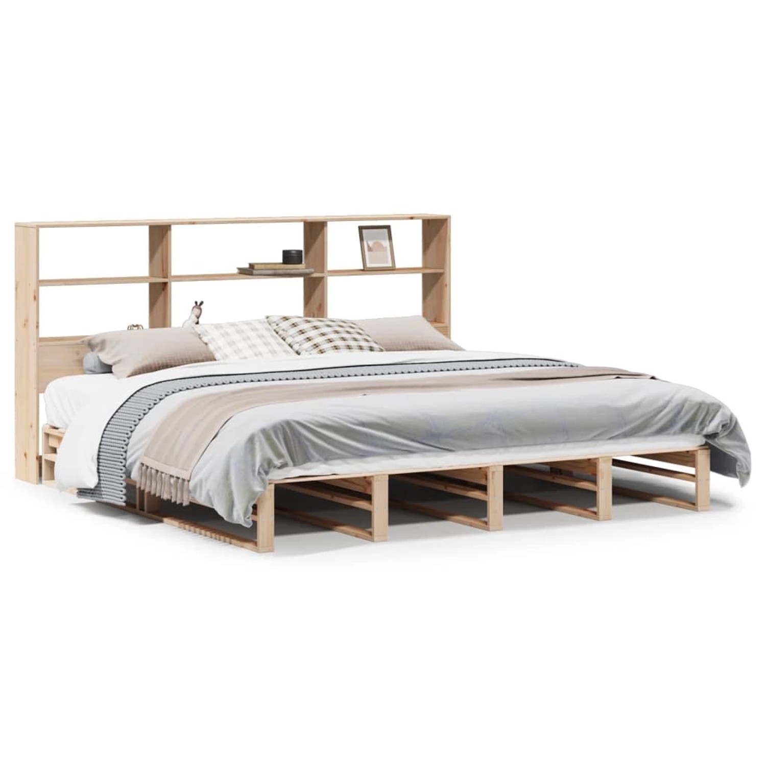 vidaXL Massivholzbett mit Regal ohne Matratze 180x200 cm Massivholz 3323929 günstig online kaufen