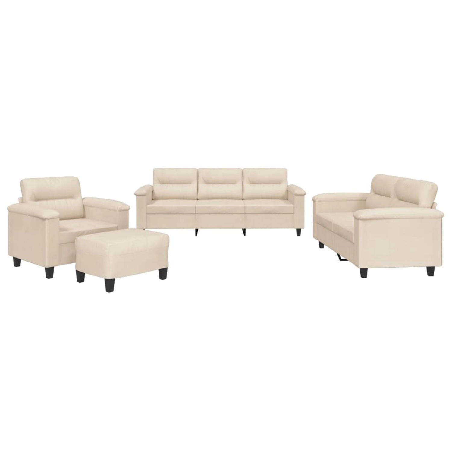 vidaXL 4-Tlg Sofagarnitur mit Kissen Beige Mikrofasergewebe 3202301 günstig online kaufen
