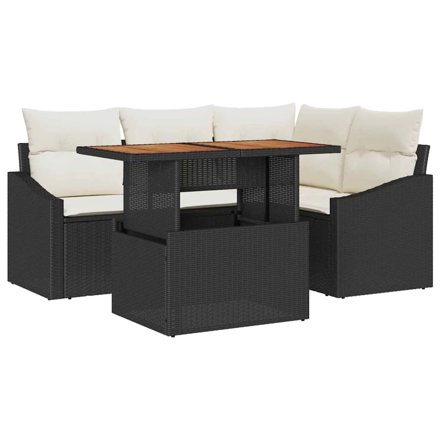 vidaXL Garten-Sofa-Set mit Speicher 5-Tlg Schwarz Poly Rattan 3358567 günstig online kaufen