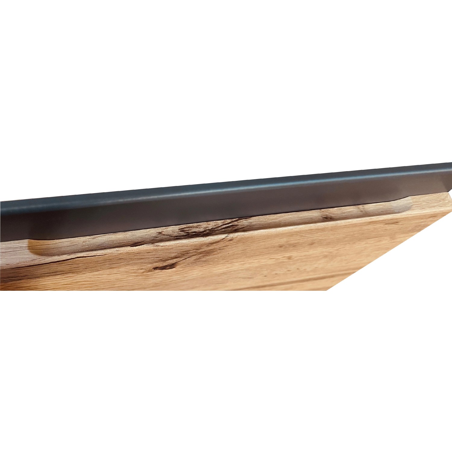 Detailaufnahme: Held Möbel Spülenunterschrank Turin, Wotaneiche/Graphit, grifflos.