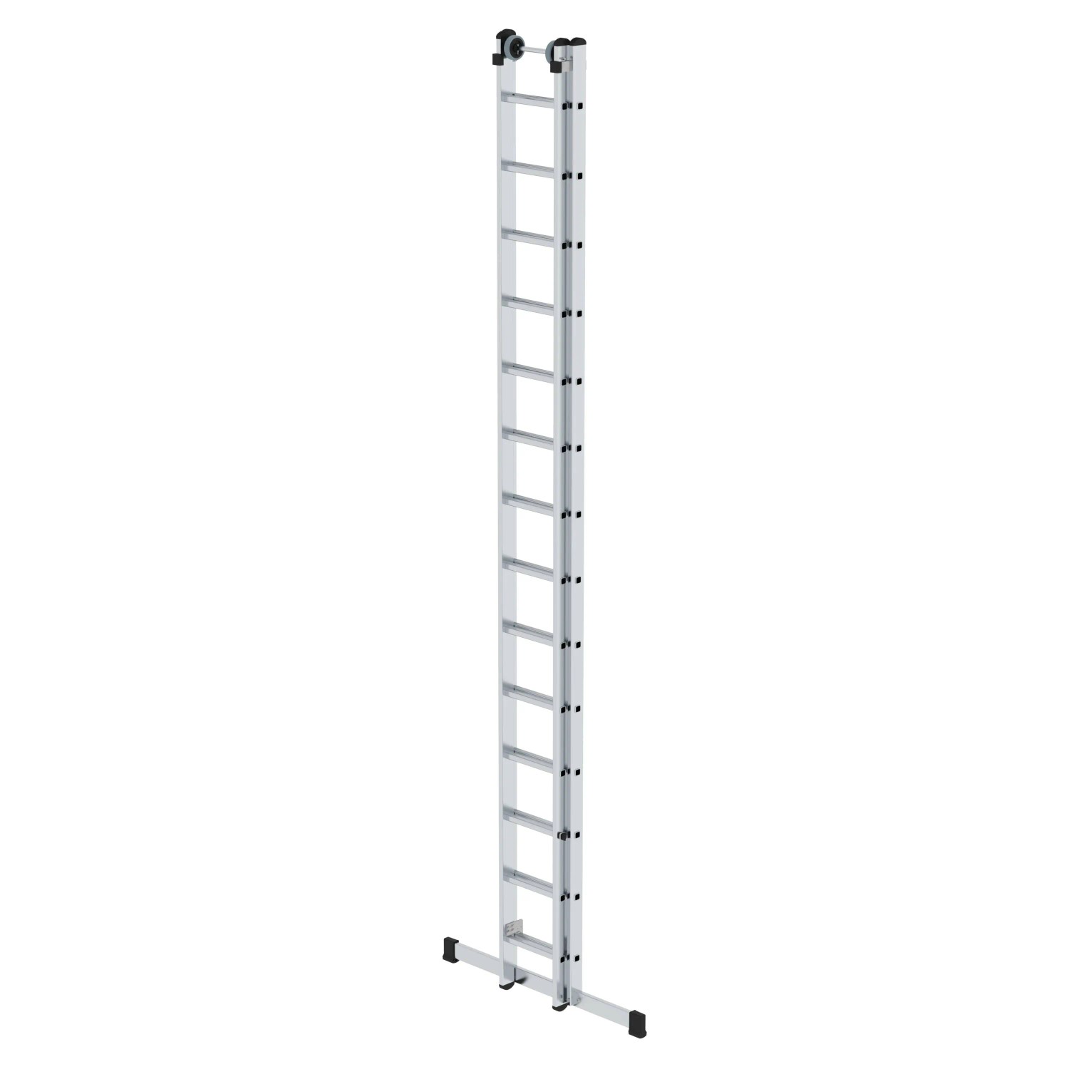 PROREGAL Sprossen-Schiebeleiter, 2x14 Sprossen, mit Traverse für sicheren Stand. Aluminium Leiter für Profis.