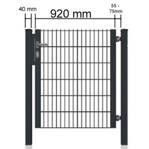 Gartentor für Doppelstabmattenzaun, Halb-Rahmen, Anthrazit, 92x180 cm.